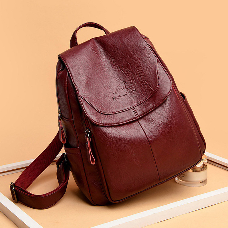 Leather Backpack Vintage - 9 Color Women Soft Leather Backpacks