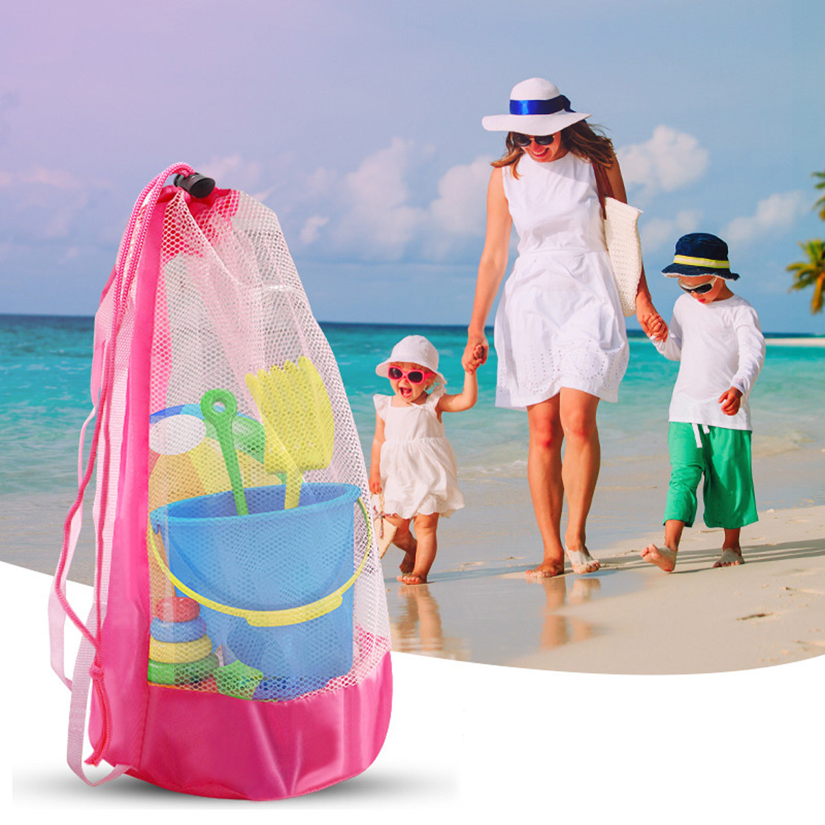 Foldable Backpack Small - 1PC Beach Bag Foldable Portable Mesh