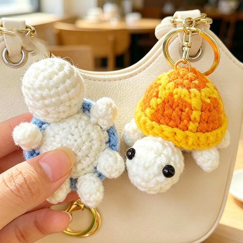 Mini Backpack Purse - Hand Crocheted Turtle Keychain Mini Amigurumi
