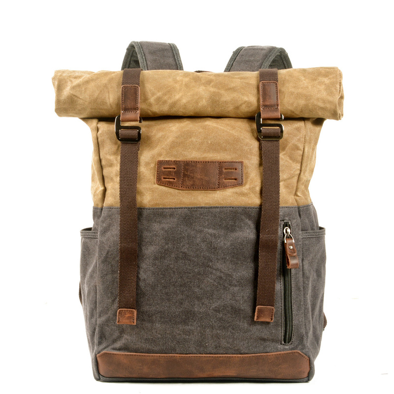 Hiking Backpack Waterproof - Retro canvas bag, oil-wax canvas backpack,