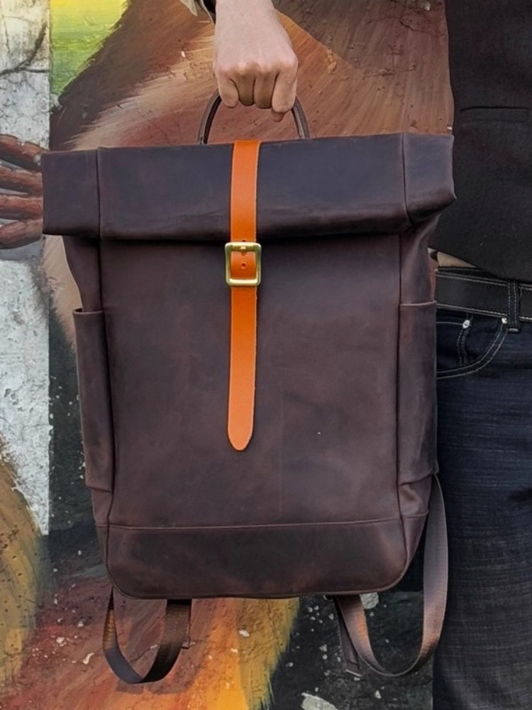Large Capacity Mens Genuine Le - Leather Backpack Vintage review and price
