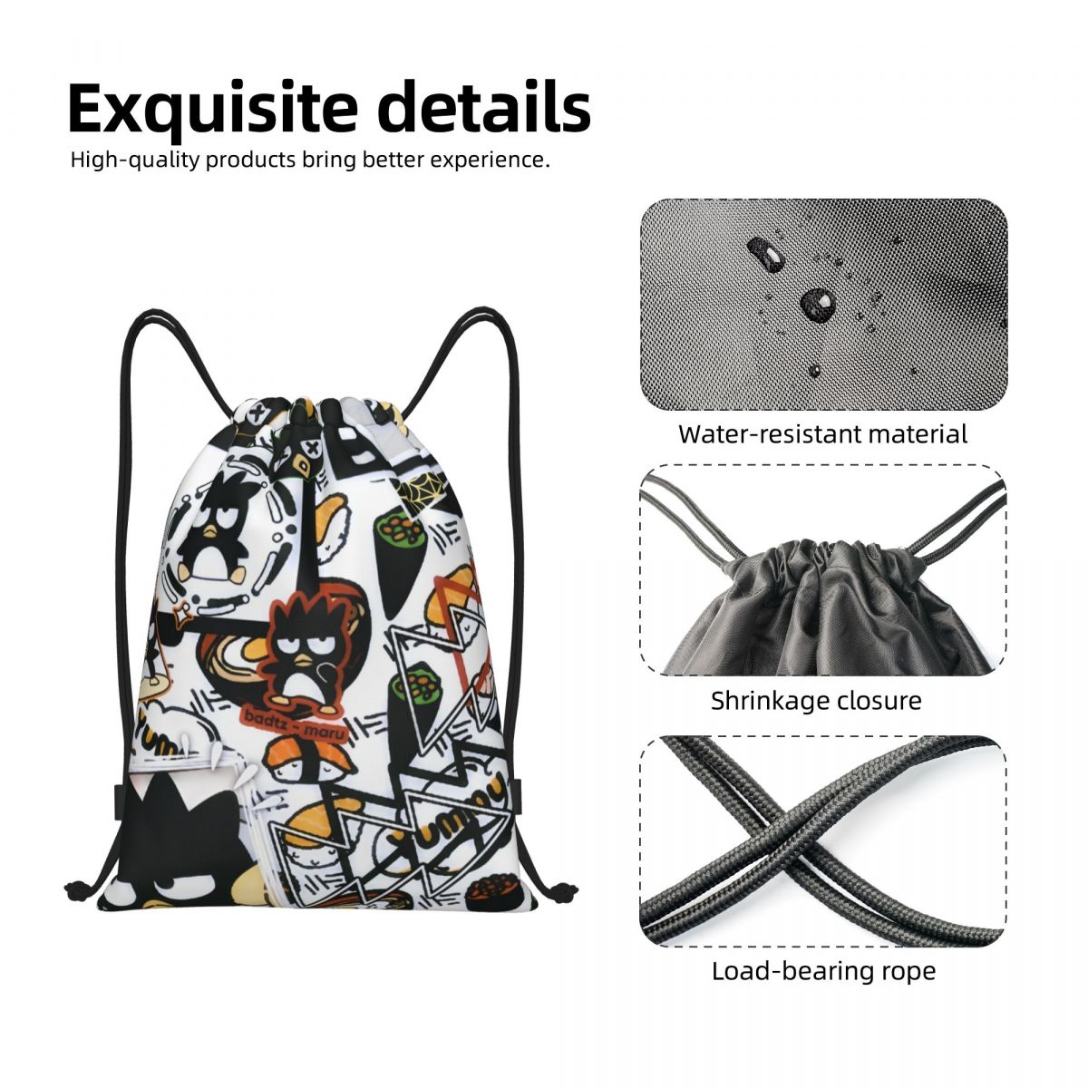Cute Cartoon Penguin Bad Badtz - Drawstring Gym Bag review and price