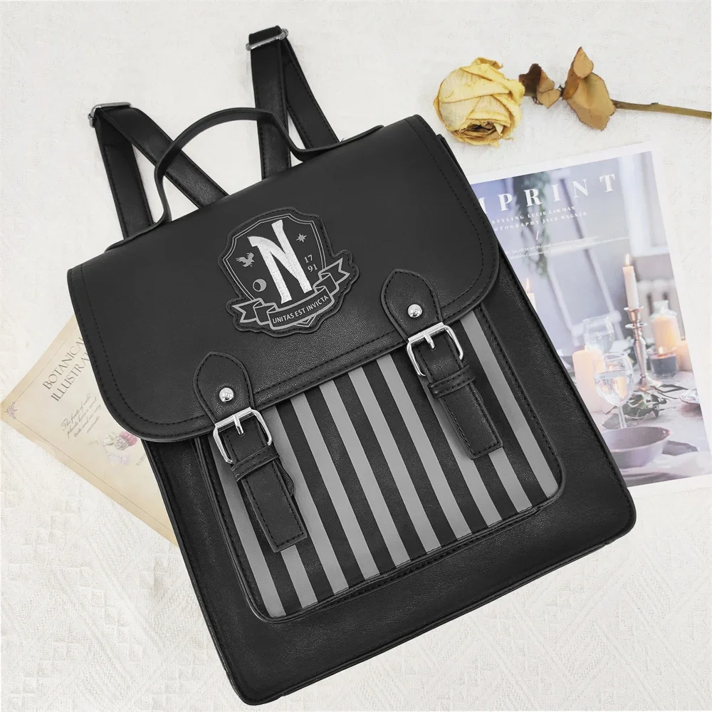 Movie Wednesday Black PU Leath - Leather Backpack Vintage review and price
