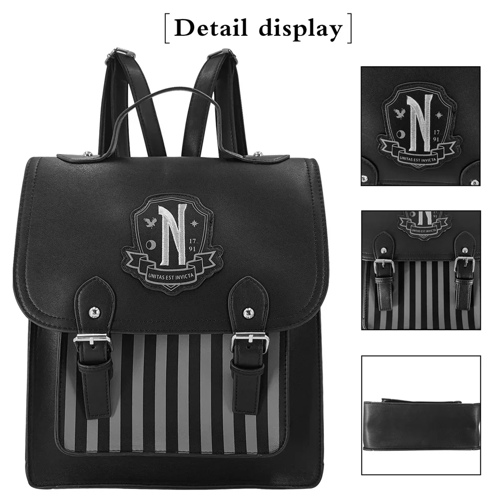 Movie Wednesday Black PU Leath - Leather Backpack Vintage review and price