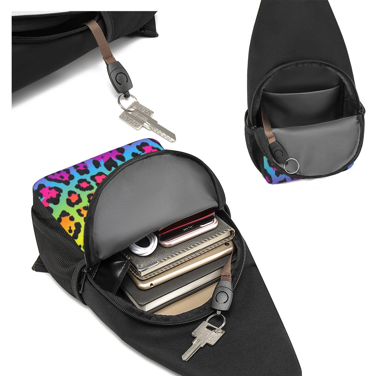Rainbow Leopard Print Chest Ba - Sling Backpack Shoulder review and price