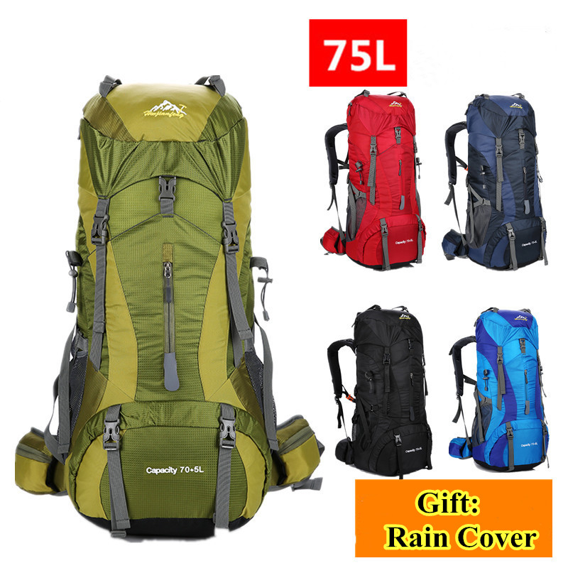 75L Men Women Outdoor Hiking T - Rain Cover Backpack review and price