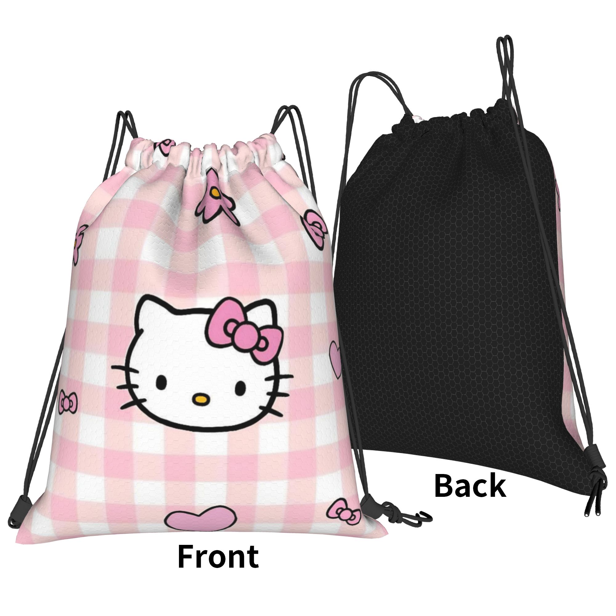Pink Checkered Drawstring Back - Drawstring Gym Bag review and price