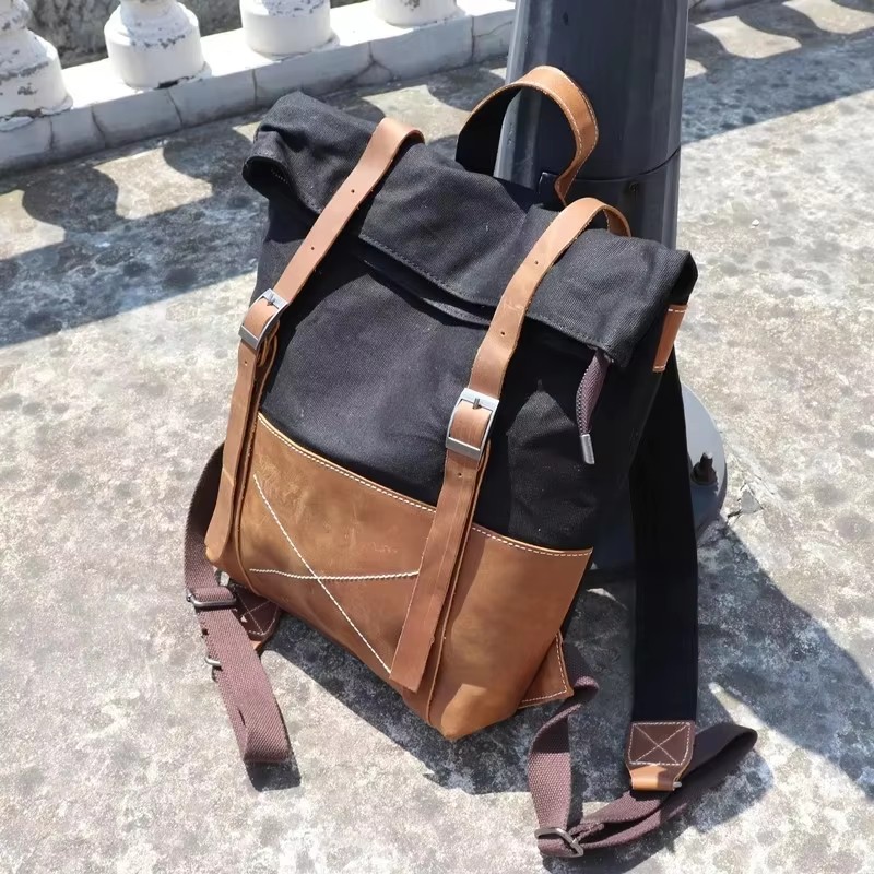 Fashion Men Backpack Waxed Can - Leather Backpack Vintage review and price
