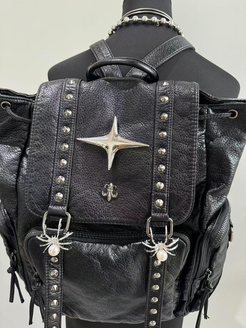 Gothic Punk PU Leather Shoulde - Leather Backpack Vintage review and price