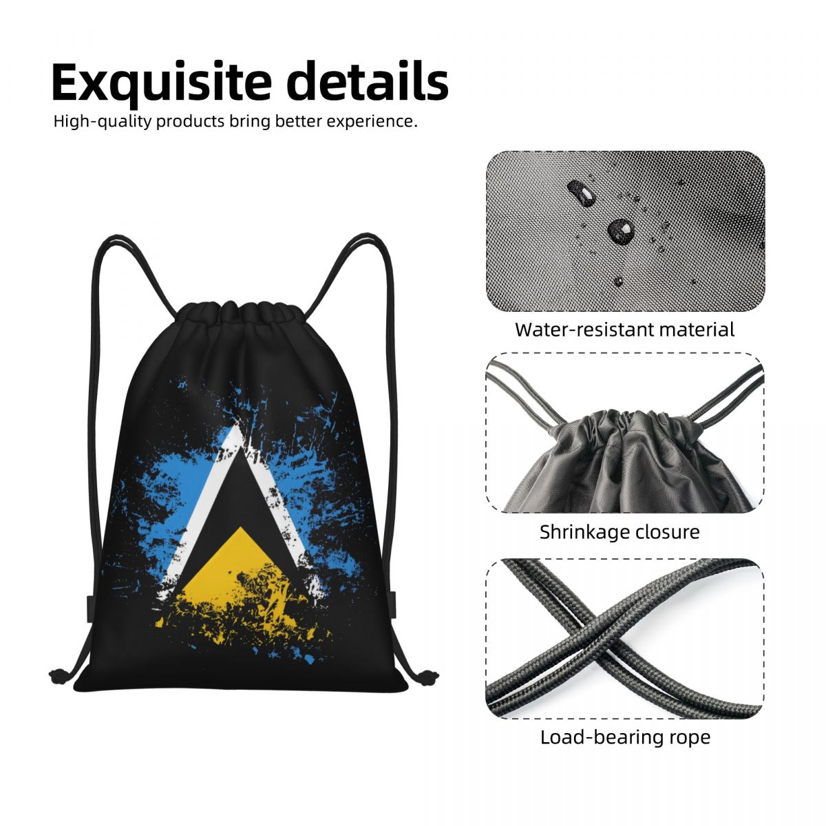 Saint Lucia Country Flag Water - Drawstring Gym Bag review and price