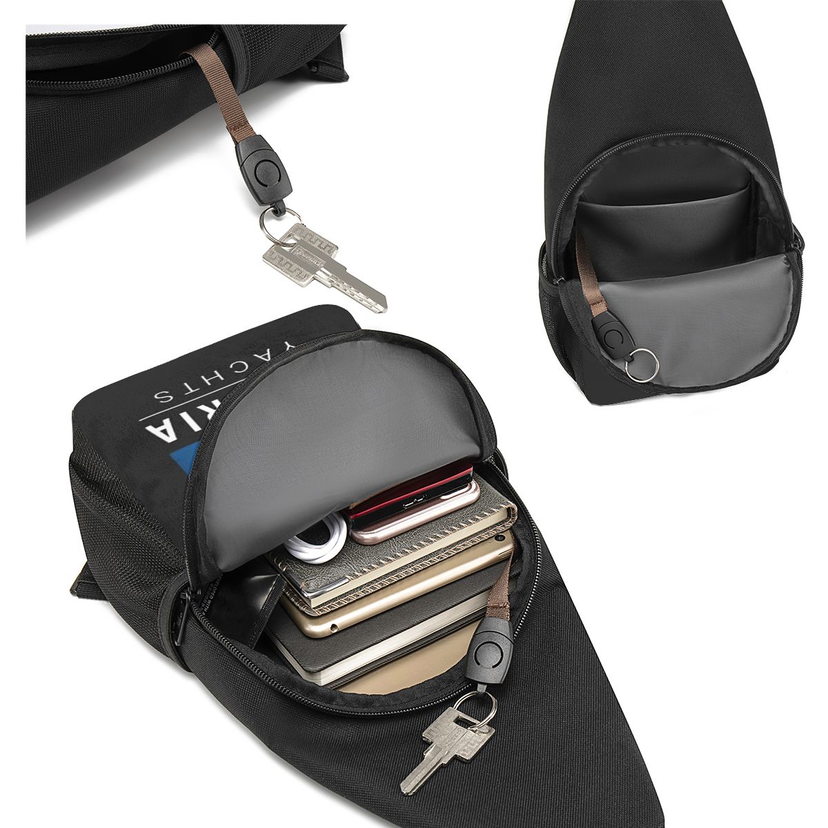 Bavaria Yachts Blue Silver Log - Sling Backpack Shoulder review and price