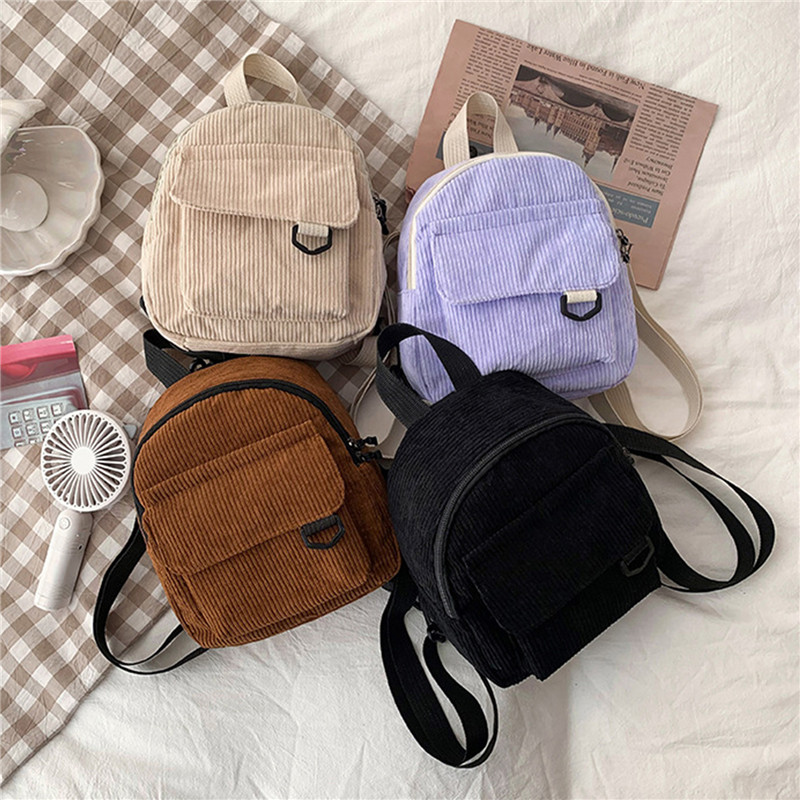 Solid Color Mini Backpack Cord - Fashion Backpack Women review and price
